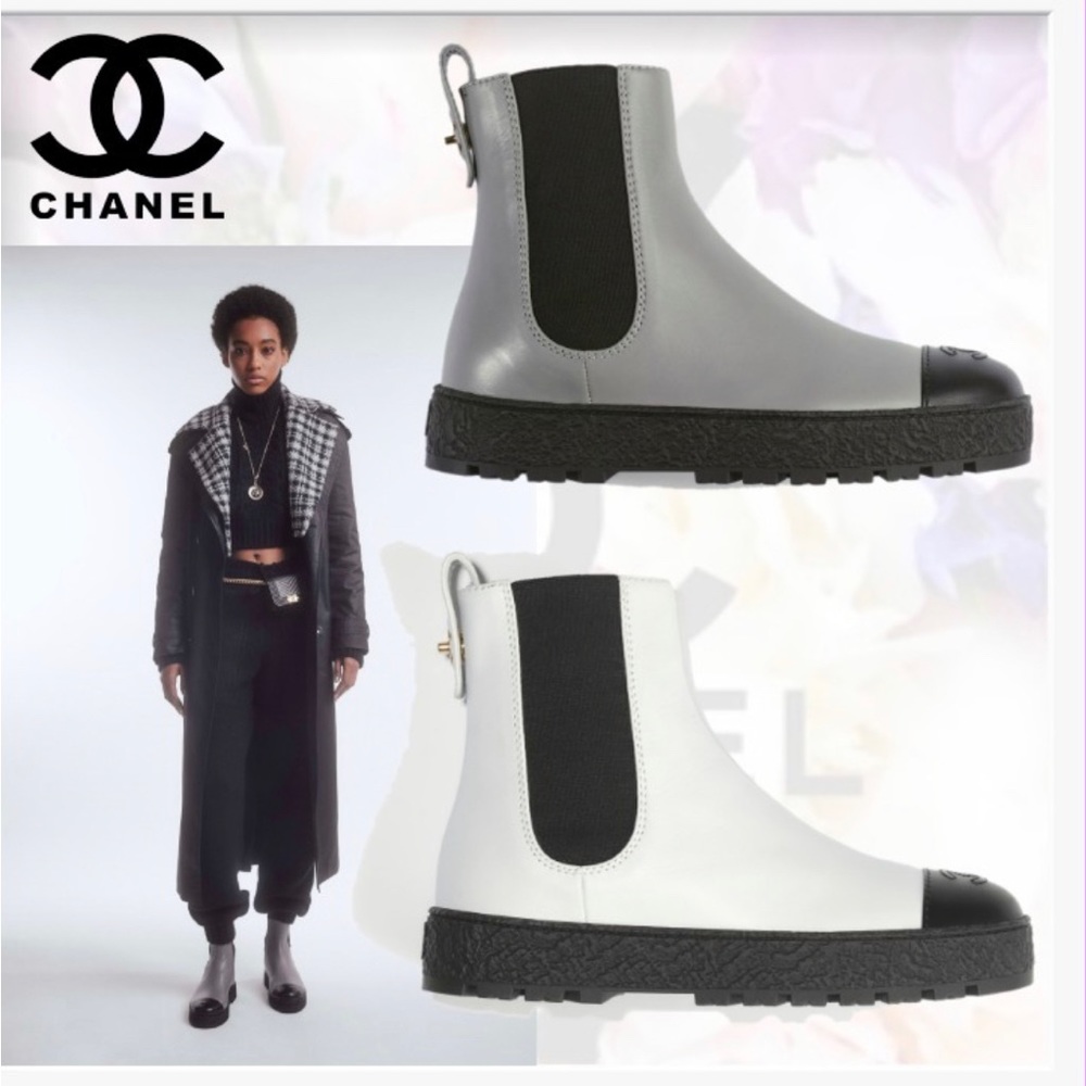 Chanel Combat Boots 21B G37927 -Gray/Black. Size 37
